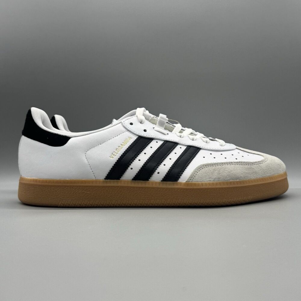 ADIDAS VELOSAMBA MEN'S 11 WHITE BLACK LEATHER CYCLING SHOES JQ9176 NEW
